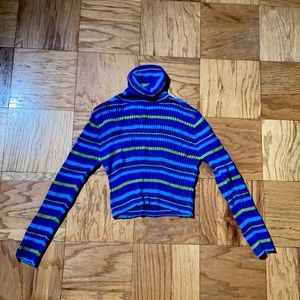 💙💚💜BLUE STRIPED COLORFUL TURTLENECK💜💚💙